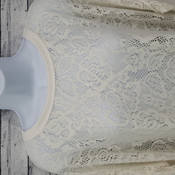 Free People-Soft Fuzzy Sheer Floral Lace Not Cold In This Top Ivory Size S - Picture 2 of 7